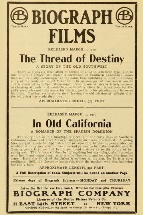 In Old California (1910) poster