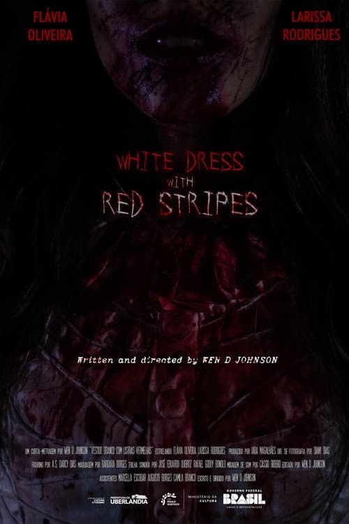 Vestido Branco com Listras Vermelhas poster