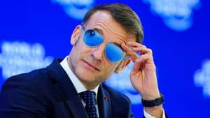 President Macron's Black Mirrored Sunglasses
